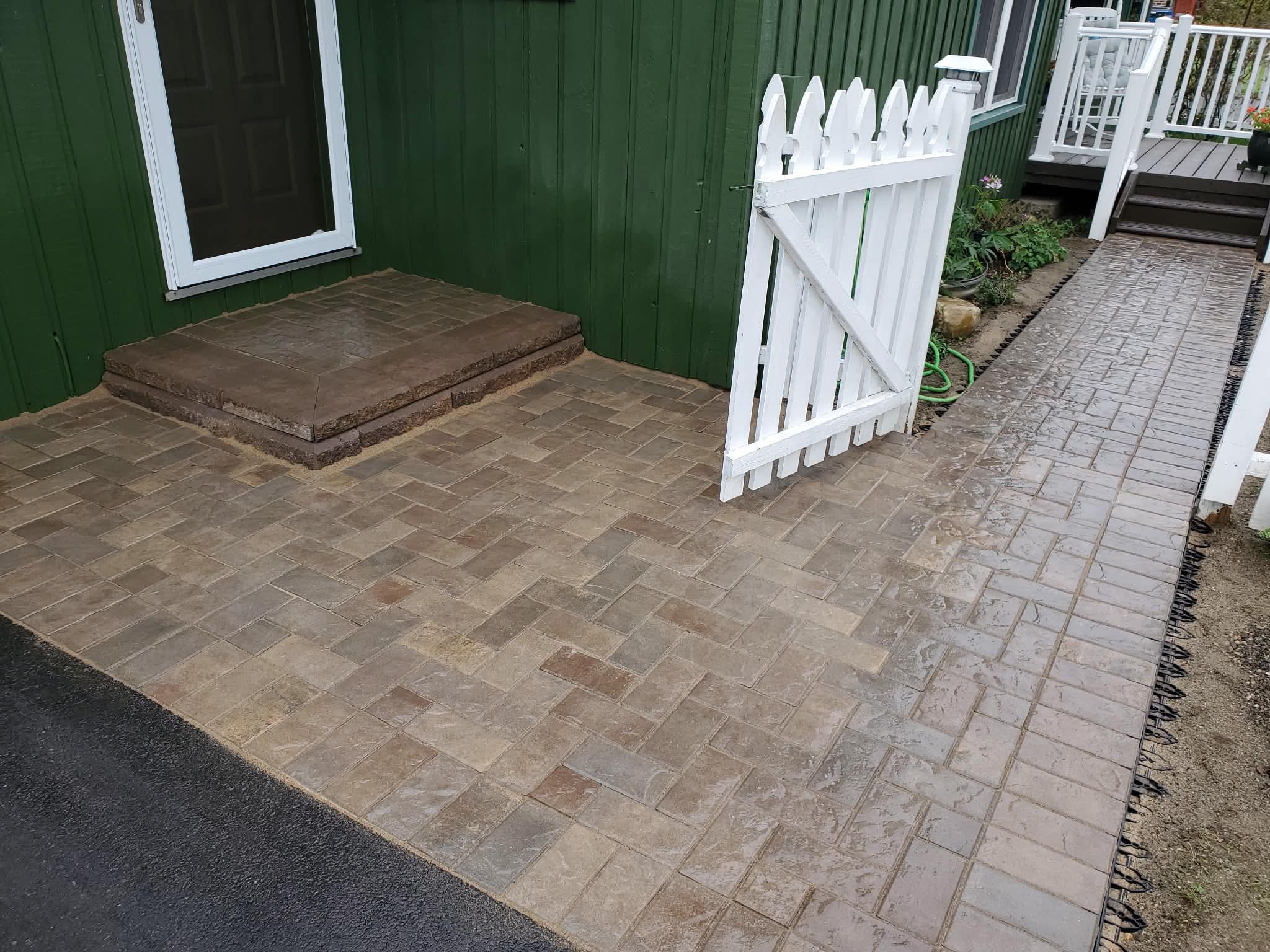 Paver patio at green house