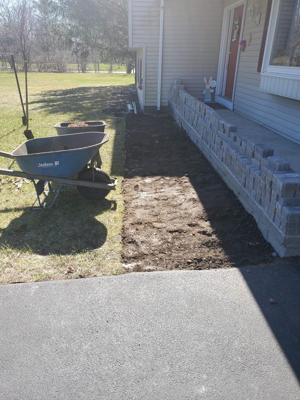 Base preparation for ranch house front walkway