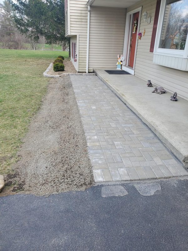 Completed front walkway at ranch house