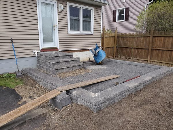 Patio base with steps and gravel