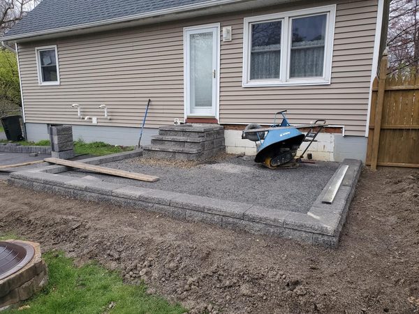 Block steps under construction