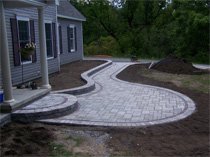 Custom curved paver walkway