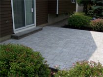 Front entry paver patio with landscaping